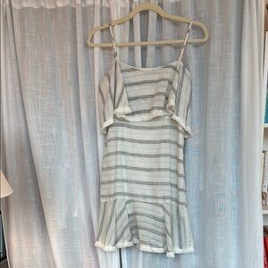 Blue Blush Cream and Gray Striped Dress
